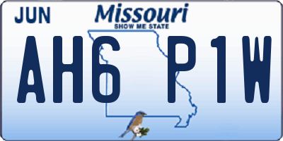 MO license plate AH6P1W