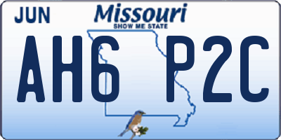 MO license plate AH6P2C