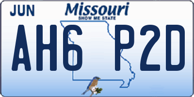 MO license plate AH6P2D