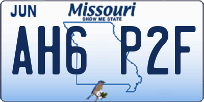 MO license plate AH6P2F
