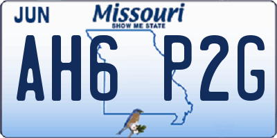 MO license plate AH6P2G
