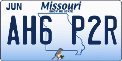 MO license plate AH6P2R