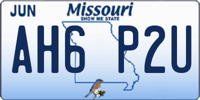 MO license plate AH6P2U