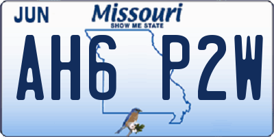 MO license plate AH6P2W