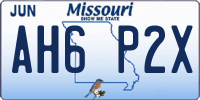 MO license plate AH6P2X