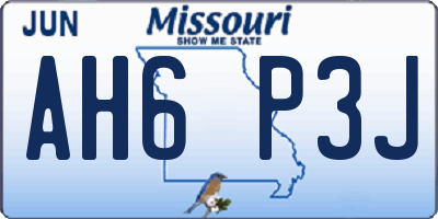MO license plate AH6P3J