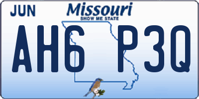 MO license plate AH6P3Q
