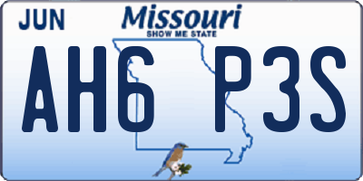MO license plate AH6P3S