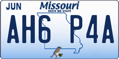 MO license plate AH6P4A
