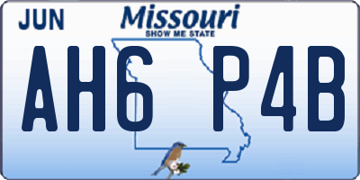 MO license plate AH6P4B