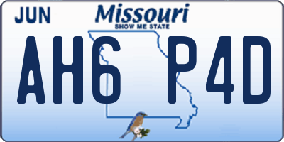 MO license plate AH6P4D
