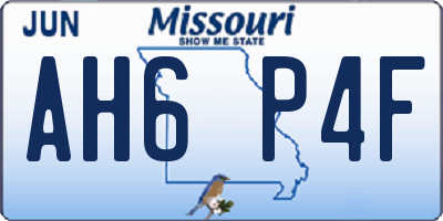 MO license plate AH6P4F