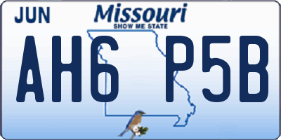MO license plate AH6P5B