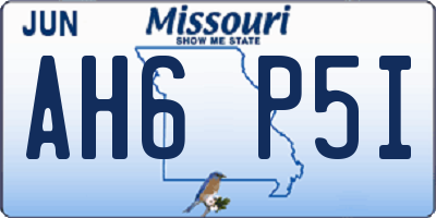 MO license plate AH6P5I