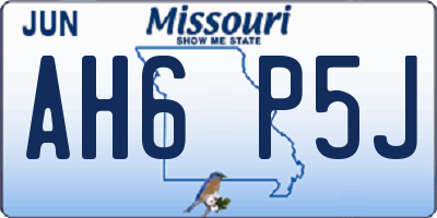 MO license plate AH6P5J