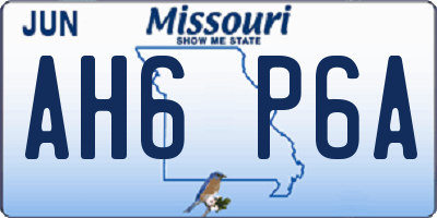 MO license plate AH6P6A