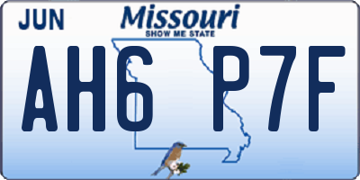 MO license plate AH6P7F