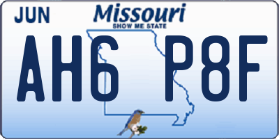MO license plate AH6P8F