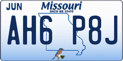 MO license plate AH6P8J