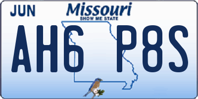 MO license plate AH6P8S