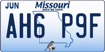MO license plate AH6P9F