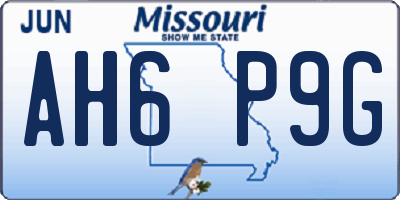 MO license plate AH6P9G