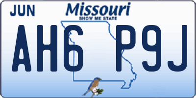 MO license plate AH6P9J