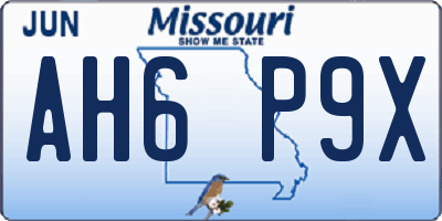 MO license plate AH6P9X