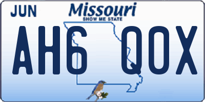 MO license plate AH6Q0X