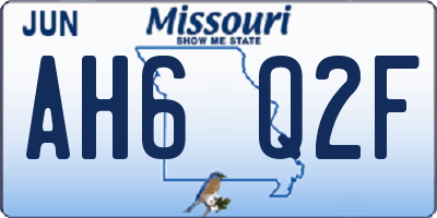 MO license plate AH6Q2F