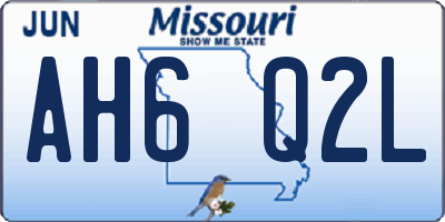 MO license plate AH6Q2L