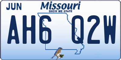 MO license plate AH6Q2W
