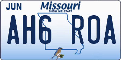 MO license plate AH6R0A