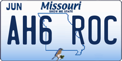 MO license plate AH6R0C