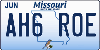 MO license plate AH6R0E