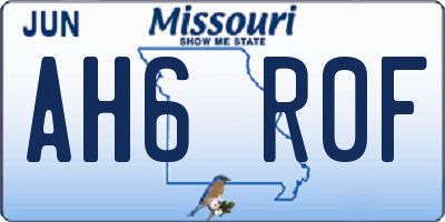 MO license plate AH6R0F
