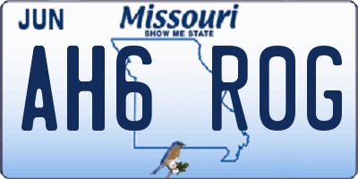 MO license plate AH6R0G