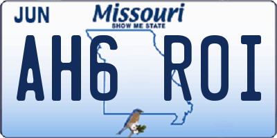 MO license plate AH6R0I