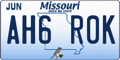 MO license plate AH6R0K
