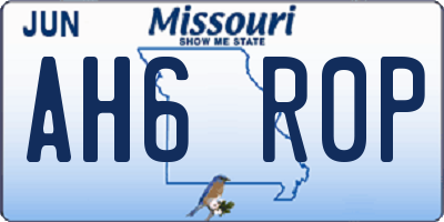 MO license plate AH6R0P