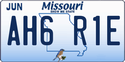 MO license plate AH6R1E