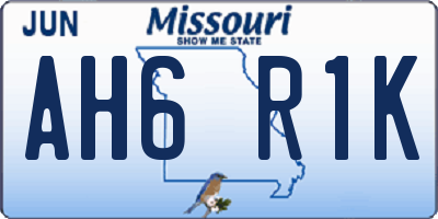 MO license plate AH6R1K