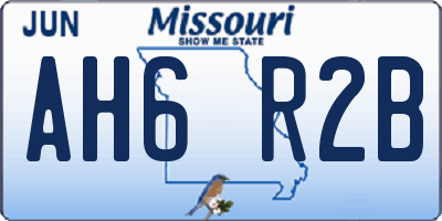 MO license plate AH6R2B