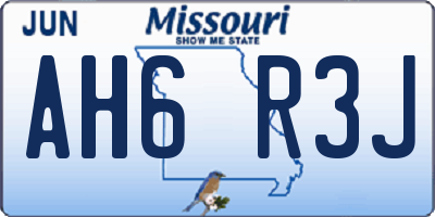 MO license plate AH6R3J