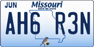 MO license plate AH6R3N