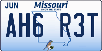 MO license plate AH6R3T