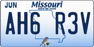 MO license plate AH6R3V