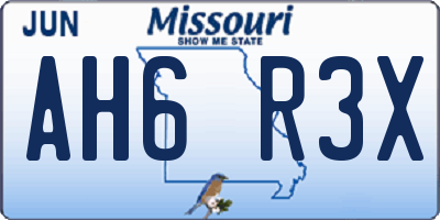 MO license plate AH6R3X