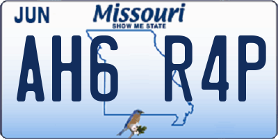 MO license plate AH6R4P