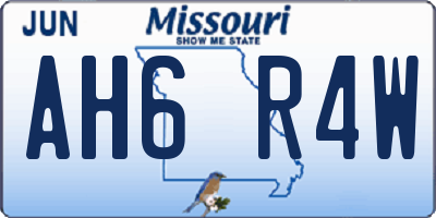 MO license plate AH6R4W